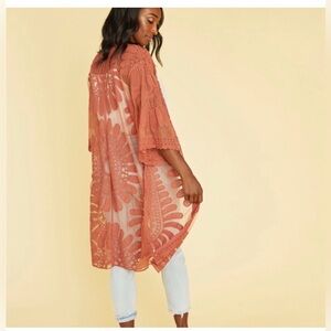 Elegant Lace Women’s Cardigan - Rust